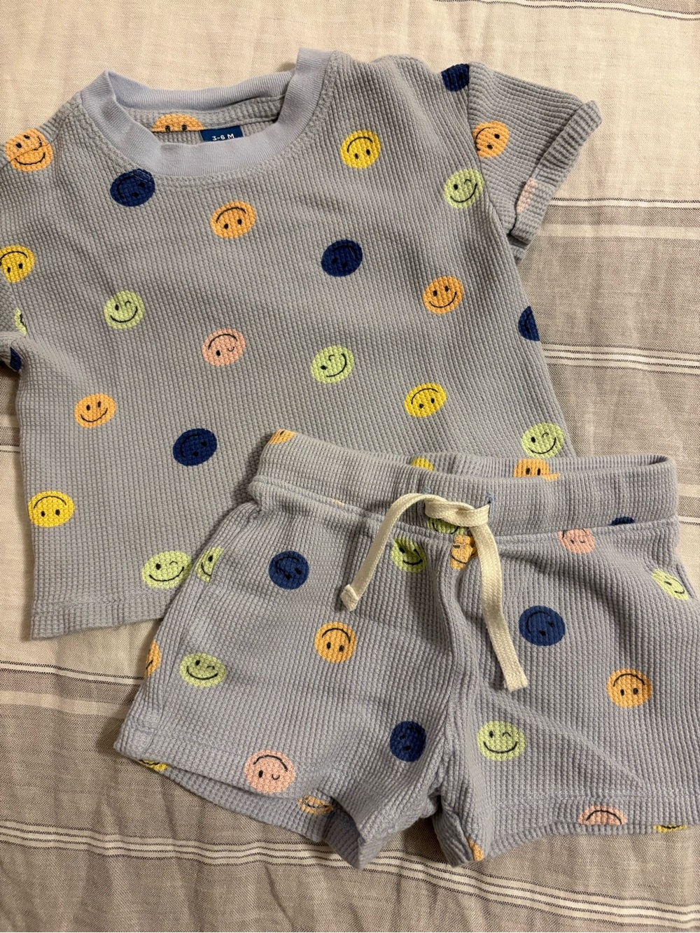 Old Navy Light Blue Smiley Pajama Set
